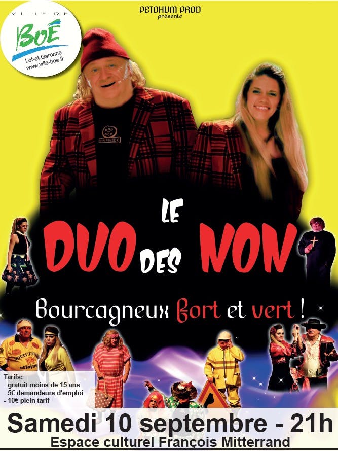 Le Duo des non en spectacle le 10 septembre à l'espace culturel François Mitterrand