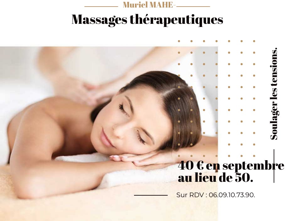 Promotion septembre massages thérapeutiques