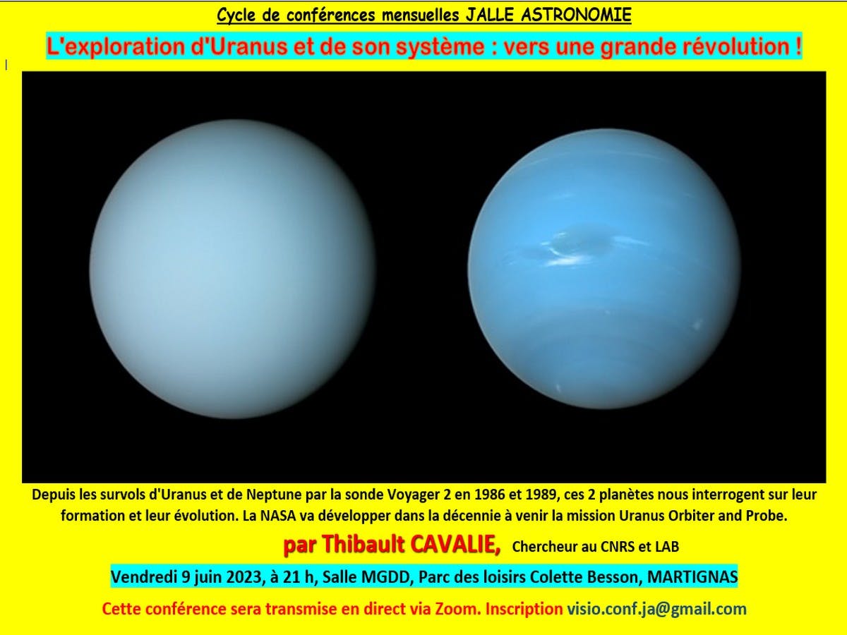 Conférence Juin 2023:  L'exploration  d'Uranus et de son système